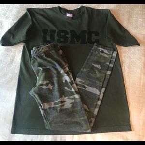 Support Our Troops! USMC TShirt and Camo Leggings